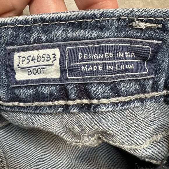 Miss Me JP5465B3 Bootcut Jeans Womens 28 Distressed Fleur-de-Lis Blue Denim - Picture 8 of 13